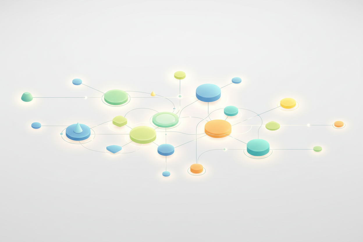 Abstract 3D network of connected nodes
