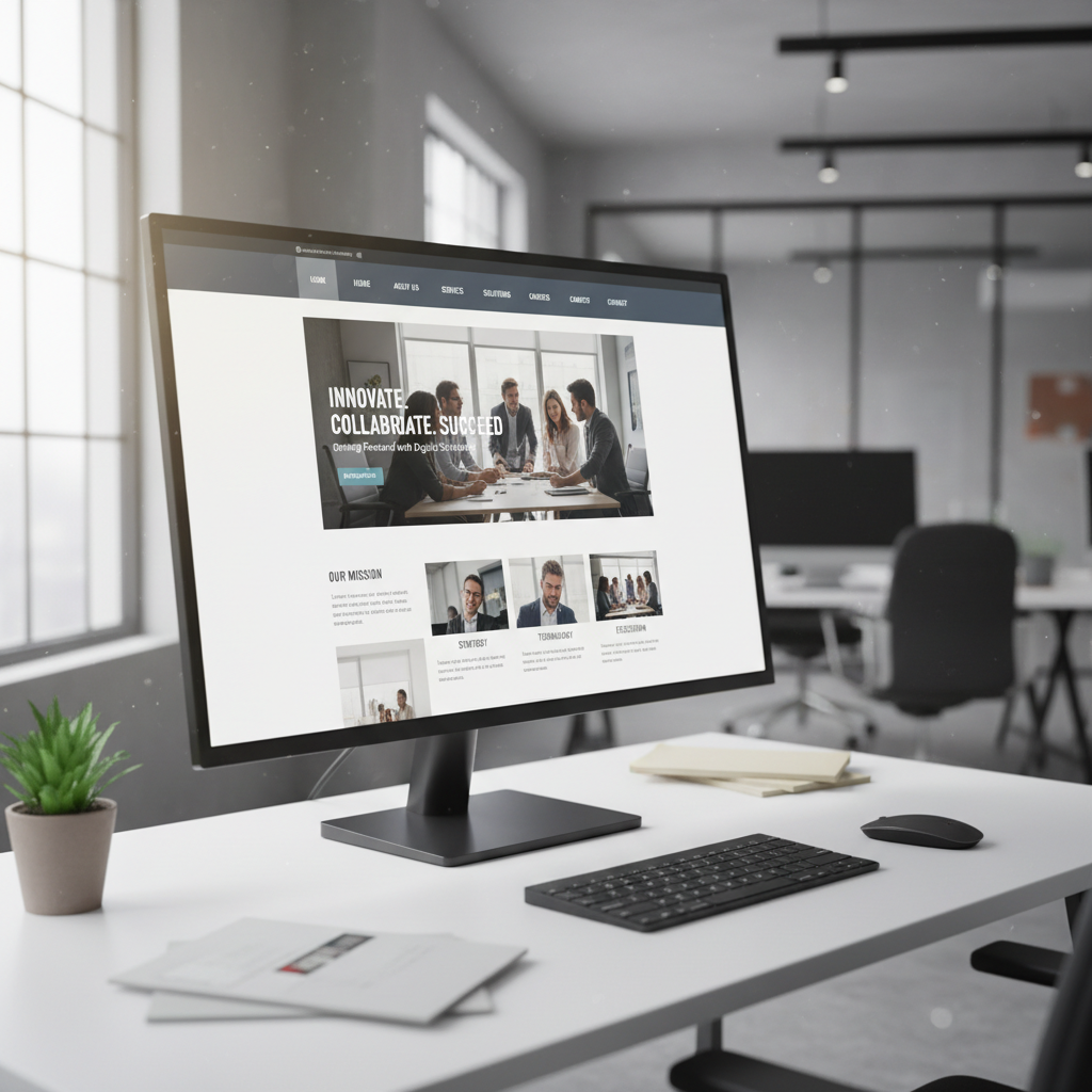 Desktop monitor showing a corporate website